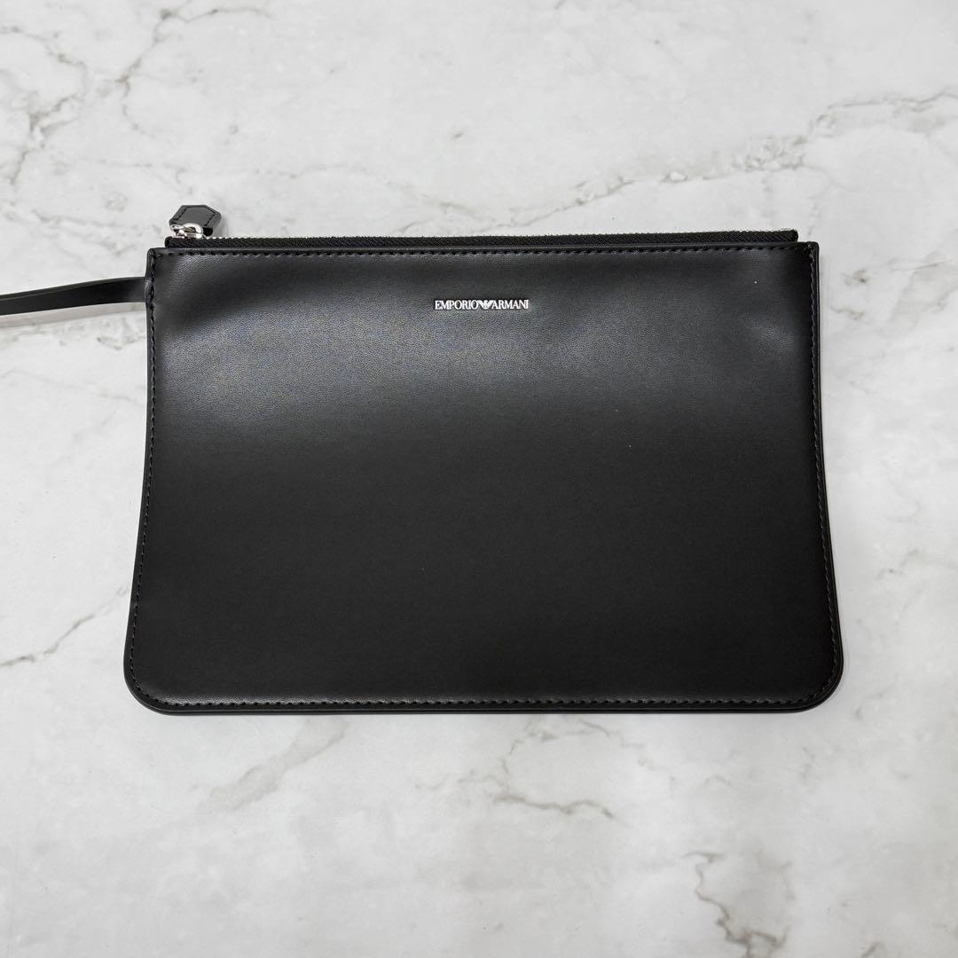 【美品】 EMPORIO ARMANI プリント ロゴ ポーチ付き トートバッグ