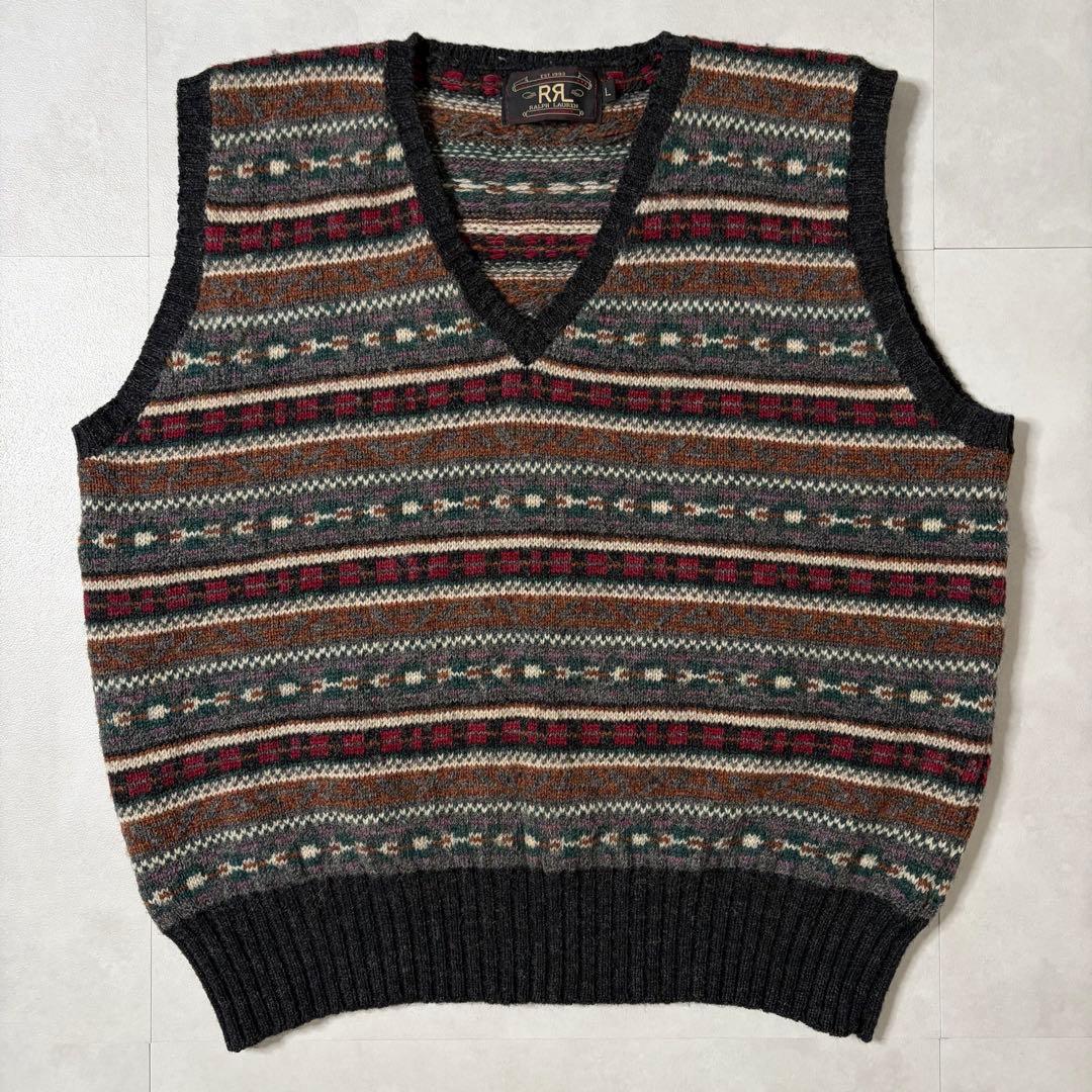 希少・超美品】RRL 三ツ星タグ 90s フェアアイル柄 ニット ベスト L