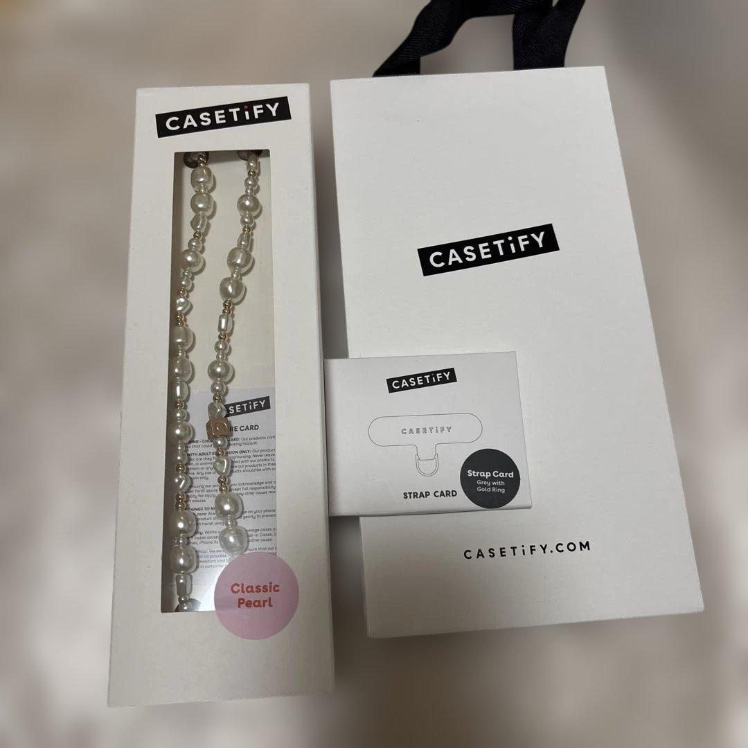 ケースティファイ　新品　パール　クロス　ボディチャーム　ショッパー付き