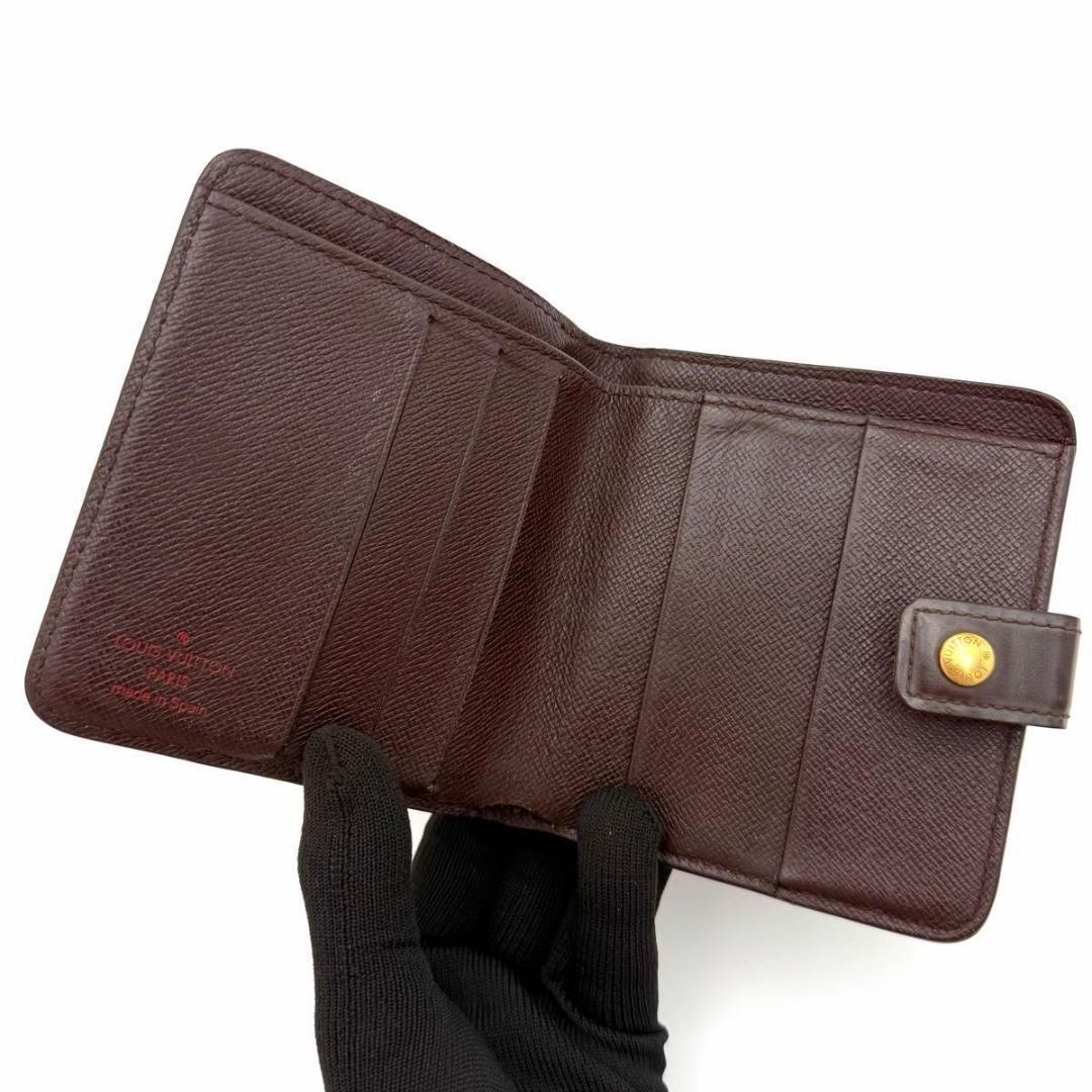 ルイヴィトン ダミエ エベヌ コンパクトジップ 二つ折り財布 N61668