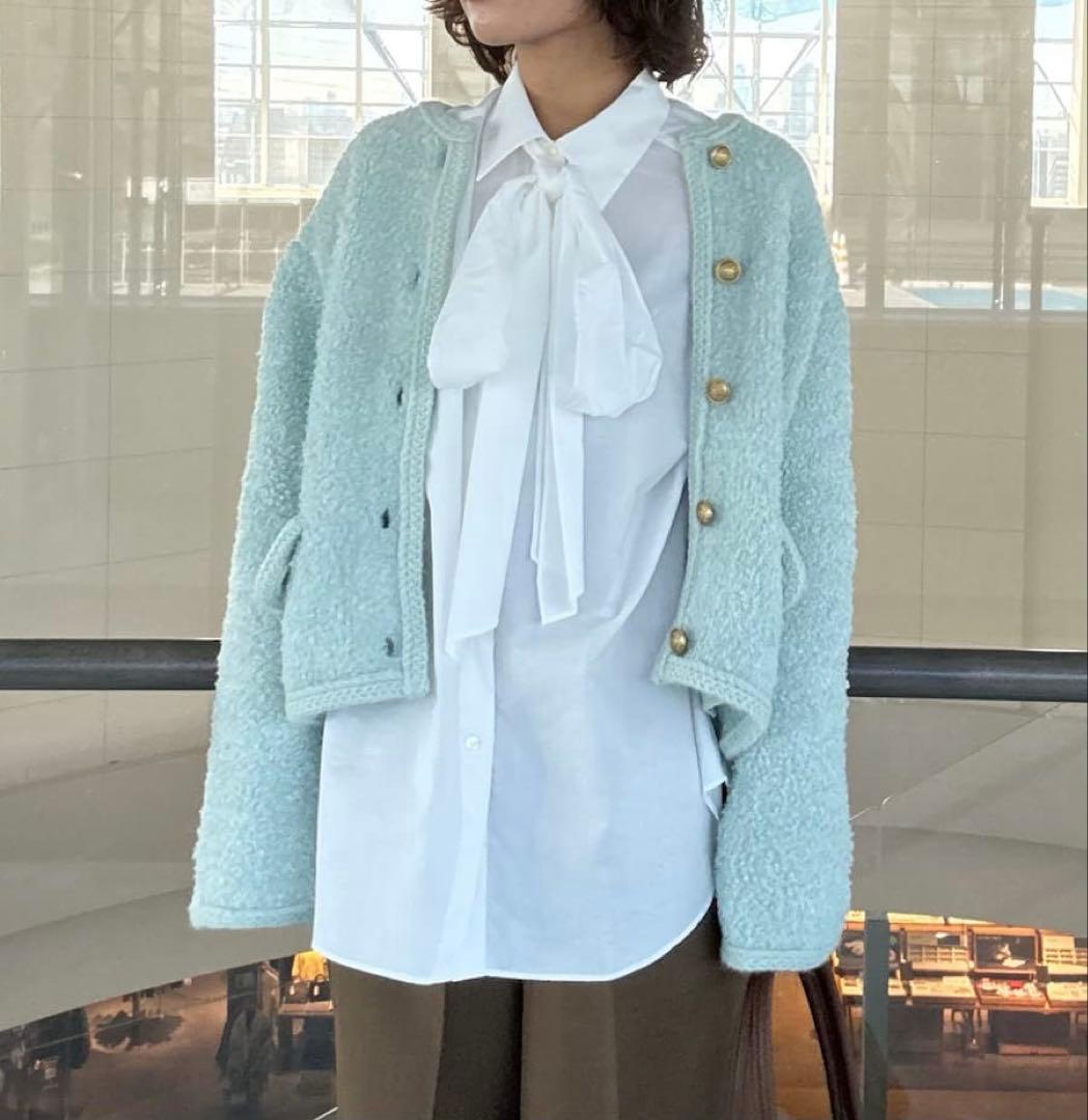 《新品タグ付き》ミラオーウェン 金釦テディラメニットジャケット