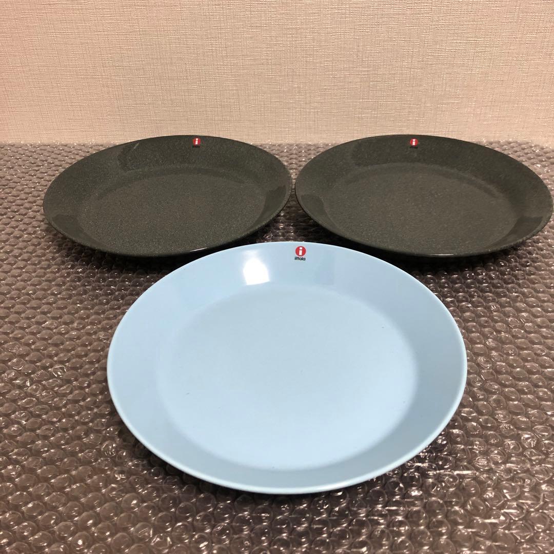 イッタラ ティーマ ドッテドグレー　プレート21cm 2枚　ライトブルー1枚
