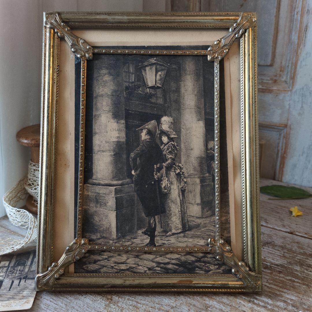 フランス　アンティーク　フレーム　ナポレオン　銅版画　セット　フォトスタンド フランス アンティーク フレーム ナポレオン 銅版画 セット フォト