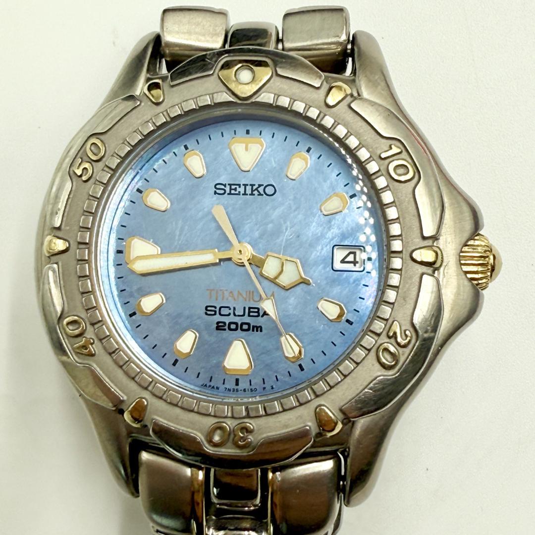 SEIKO スキューバ 青文字盤 200m 稼動品 腕時計 7N35-6120 - メルカリ