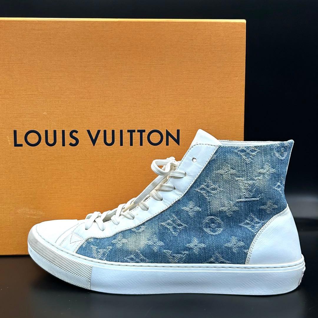 ルイヴィトン タトゥーライン スニーカー メンズ デニム 青 サイズ26.5