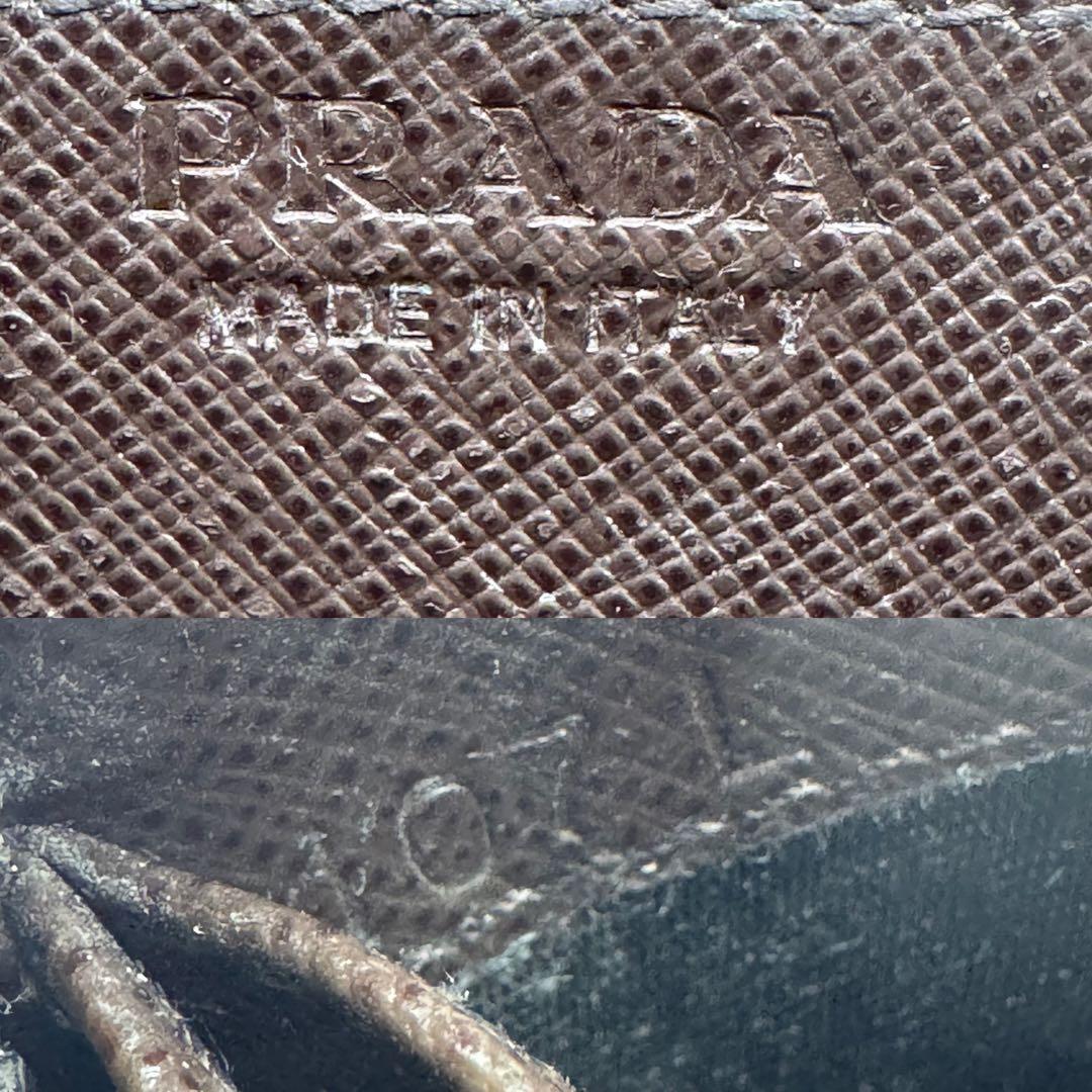 美品】プラダ バイカラー コインケース サフィアーノレザー ブラック