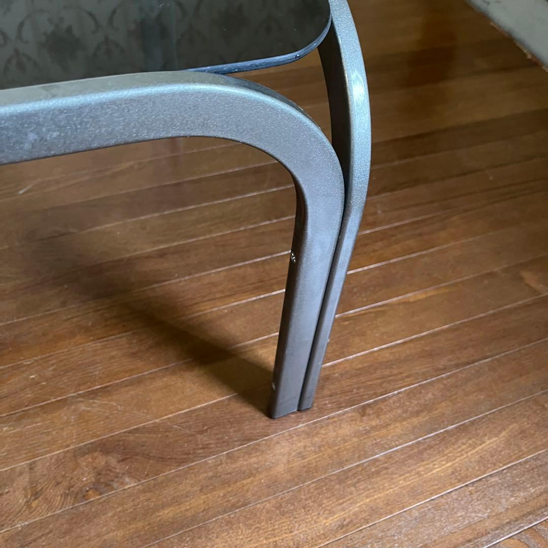 アンティーク】昭和レトロ アイアンフレーム ガラステーブル 座卓