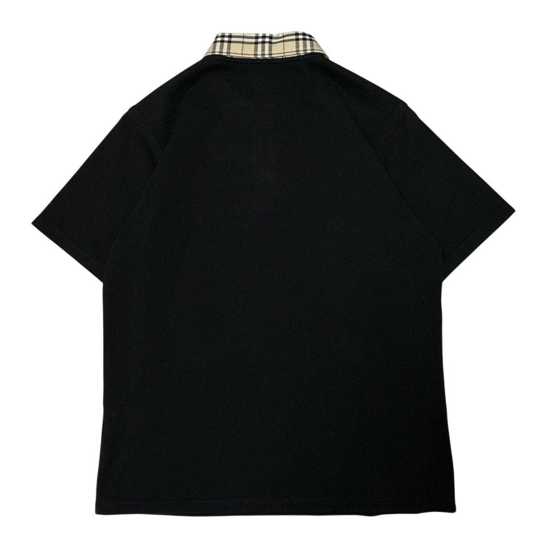【美品】バーバリーロンドン ポロシャツ 半袖 ノヴァチェック 刺繍ロゴ 黒 L
