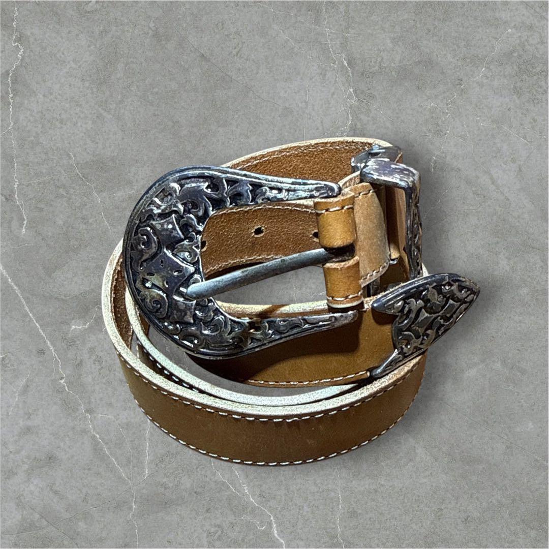 y2k 90s vintage silver buckle leather - メルカリ