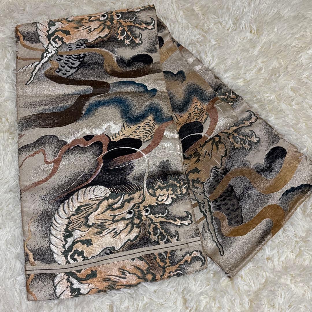 y*y様 名古屋帯？引き抜き結び用？アンティーク レトロ 迫力ある龍柄