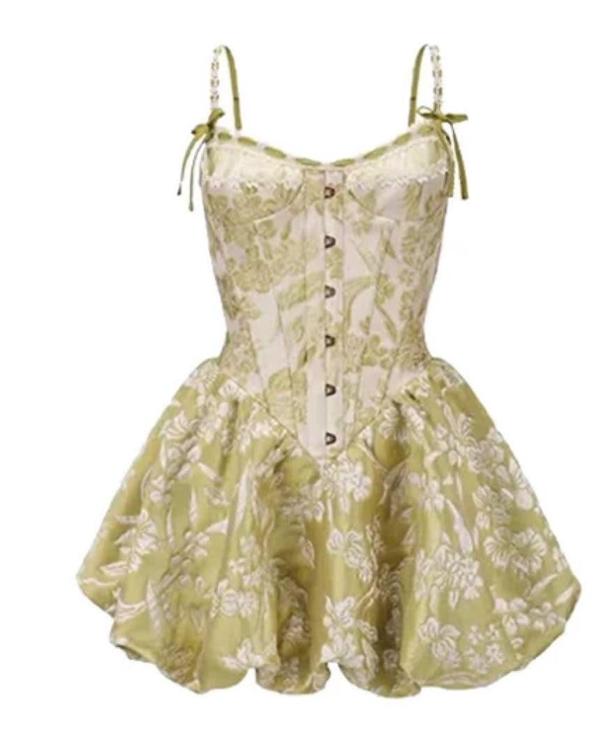 梨と菊」コルセットドレス グリーンS LACEMADE - メルカリ