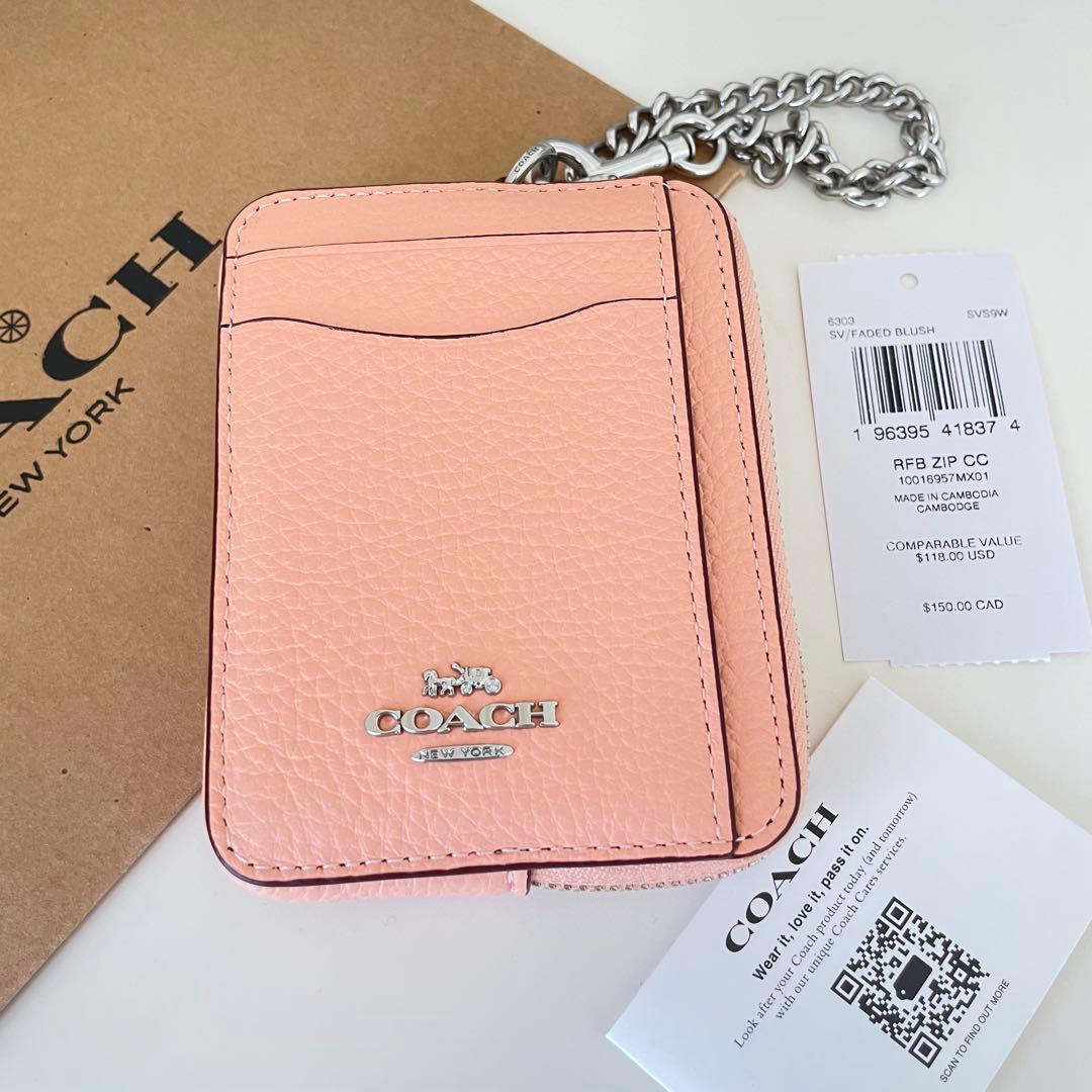 COACH コース コインケース 小銭入れ財布 ブラッシュ ピンク パス