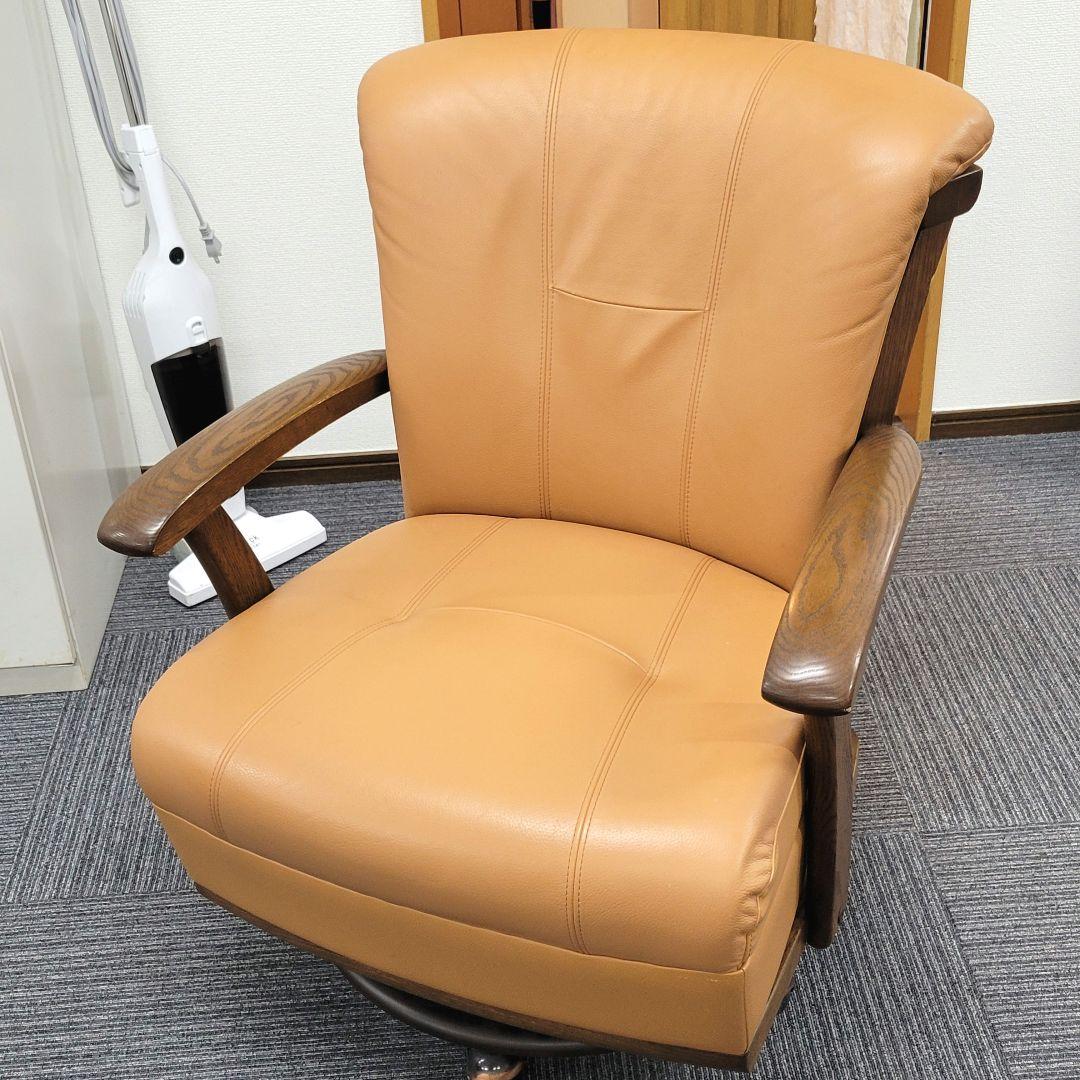 ナガノインテリア 天然木 無垢材 回転式 ダイニングチェア キャスター