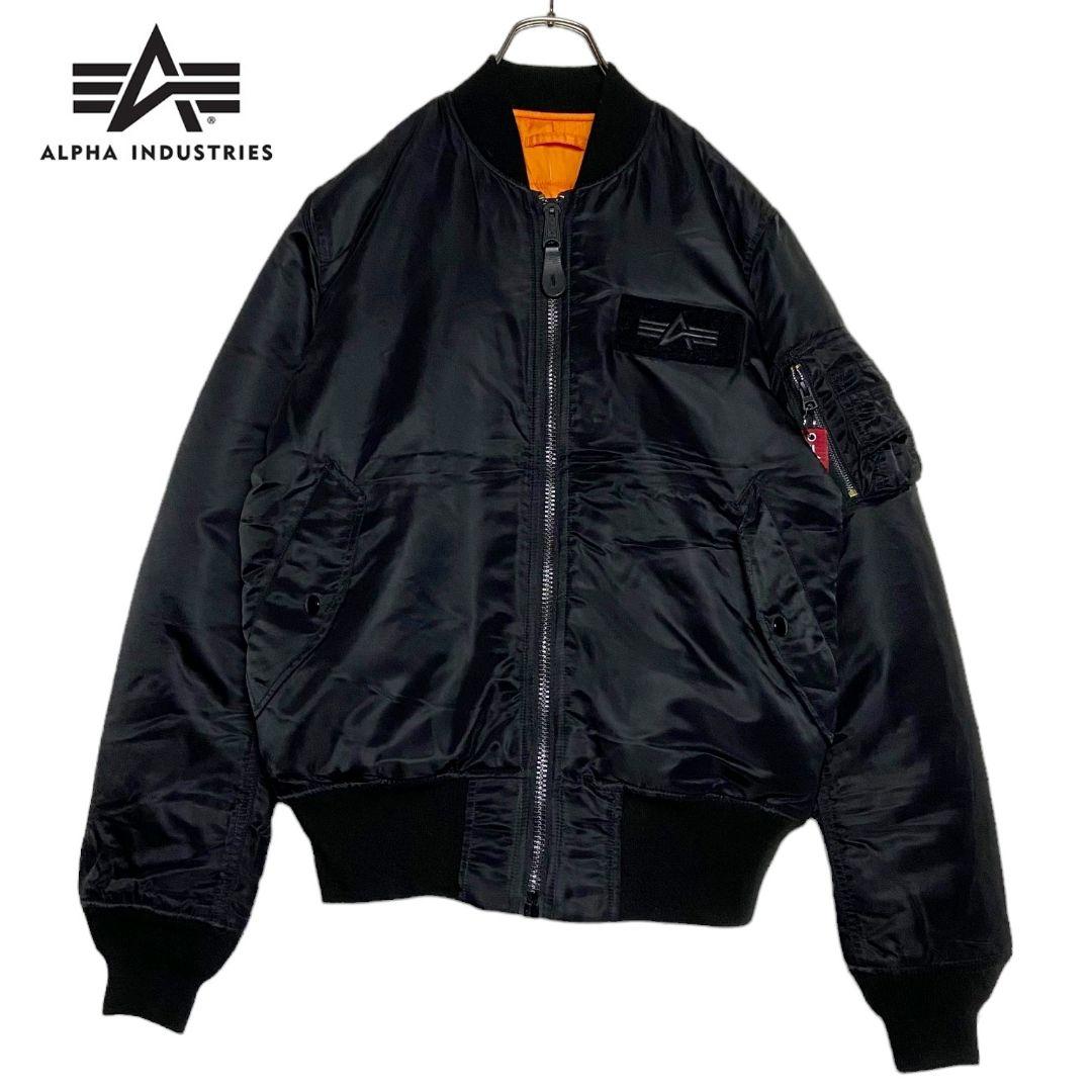 ALPHAアルファ フライトジャケット ma1 黒 M バックプリント 美品