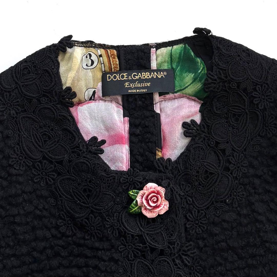 希少 DOLCE & GABBANA ローズボタン ツイードジャケット 薔薇 - メルカリ