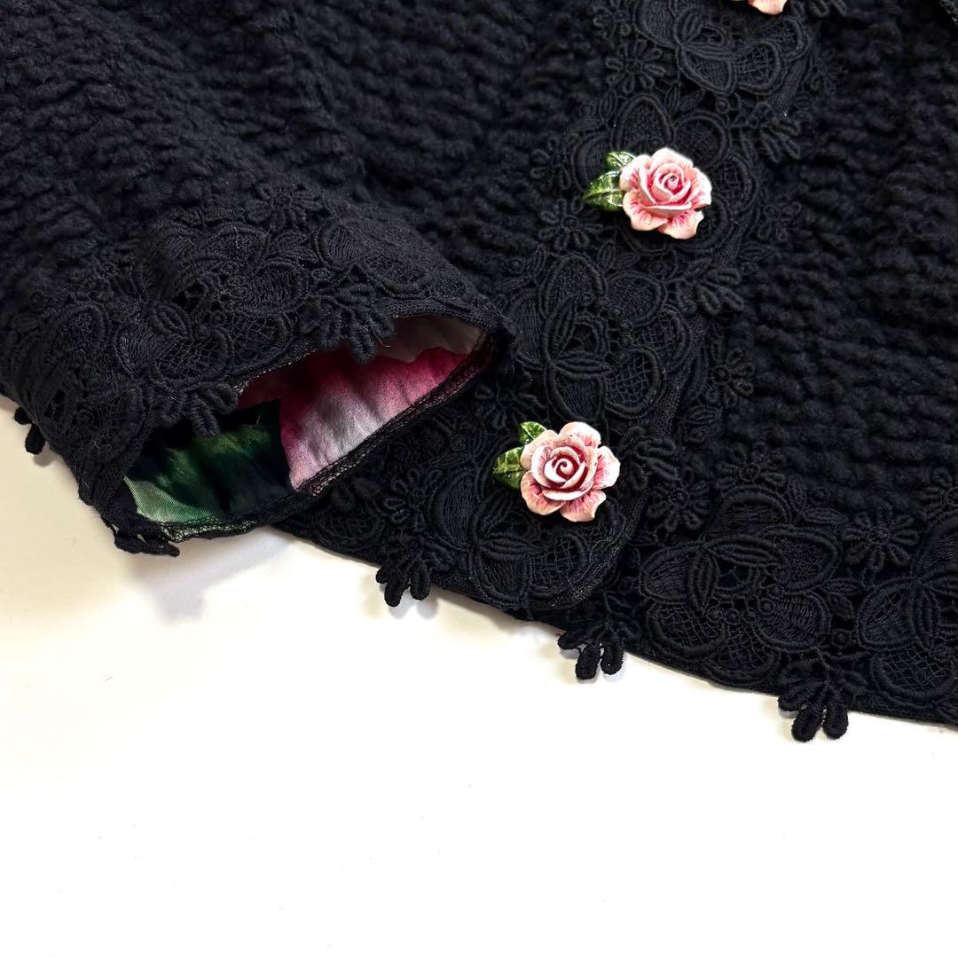 希少 DOLCE & GABBANA ローズボタン ツイードジャケット 薔薇 - メルカリ