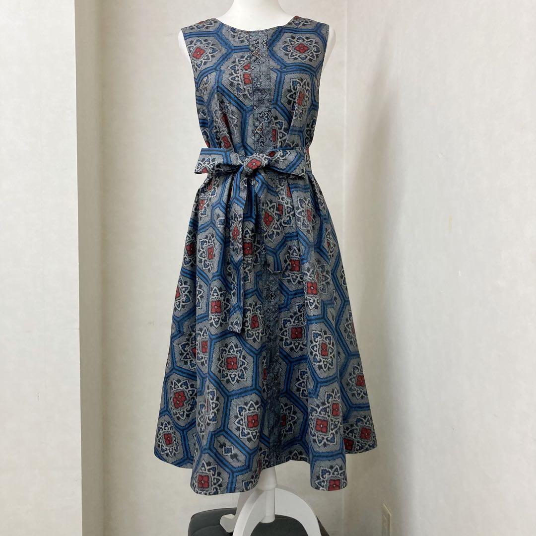 着物リメイク 大島紬 テントラインワンピース - メルカリ