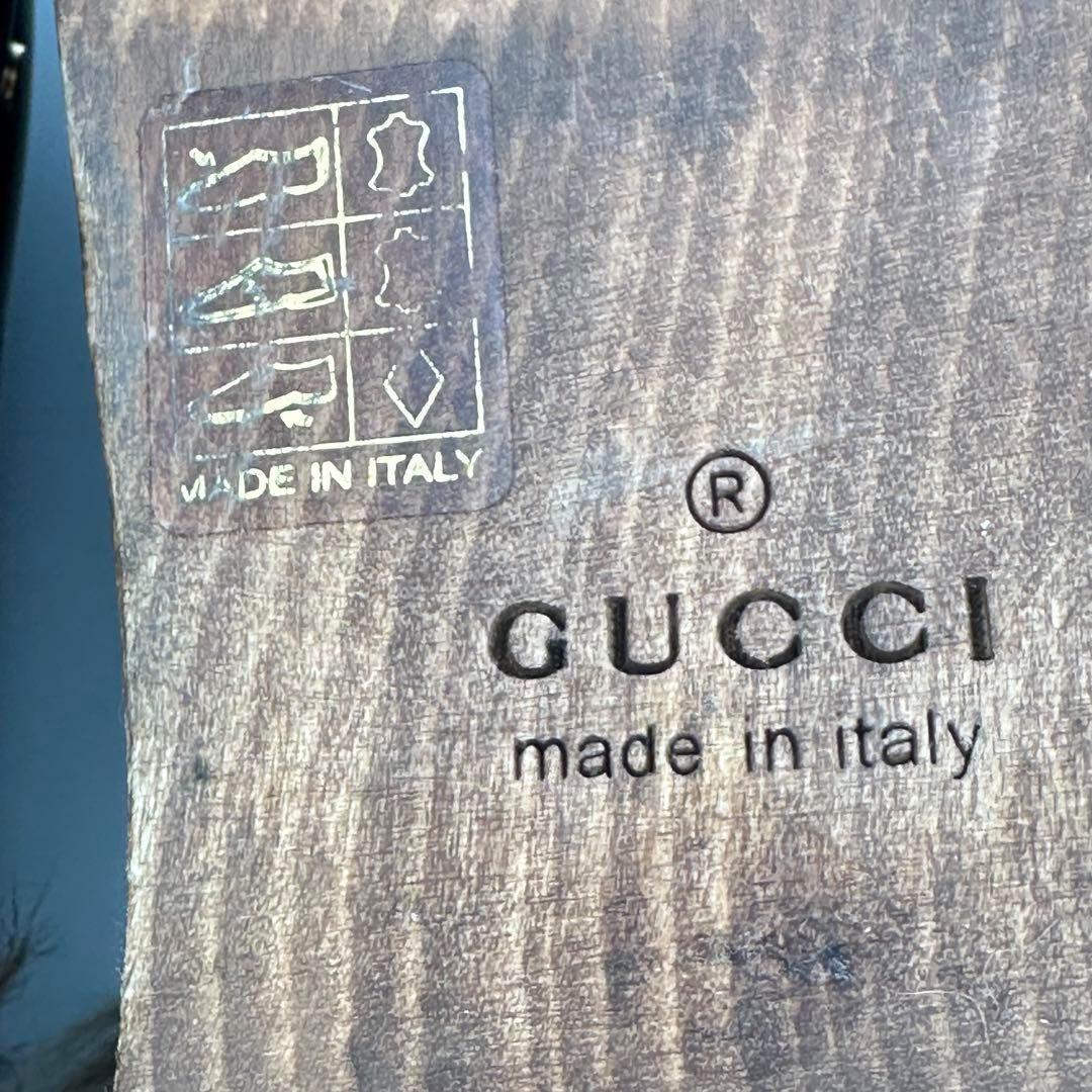 グッチ サボサンダル ファー 毛皮 レザー メンズ ヒール スタッズ