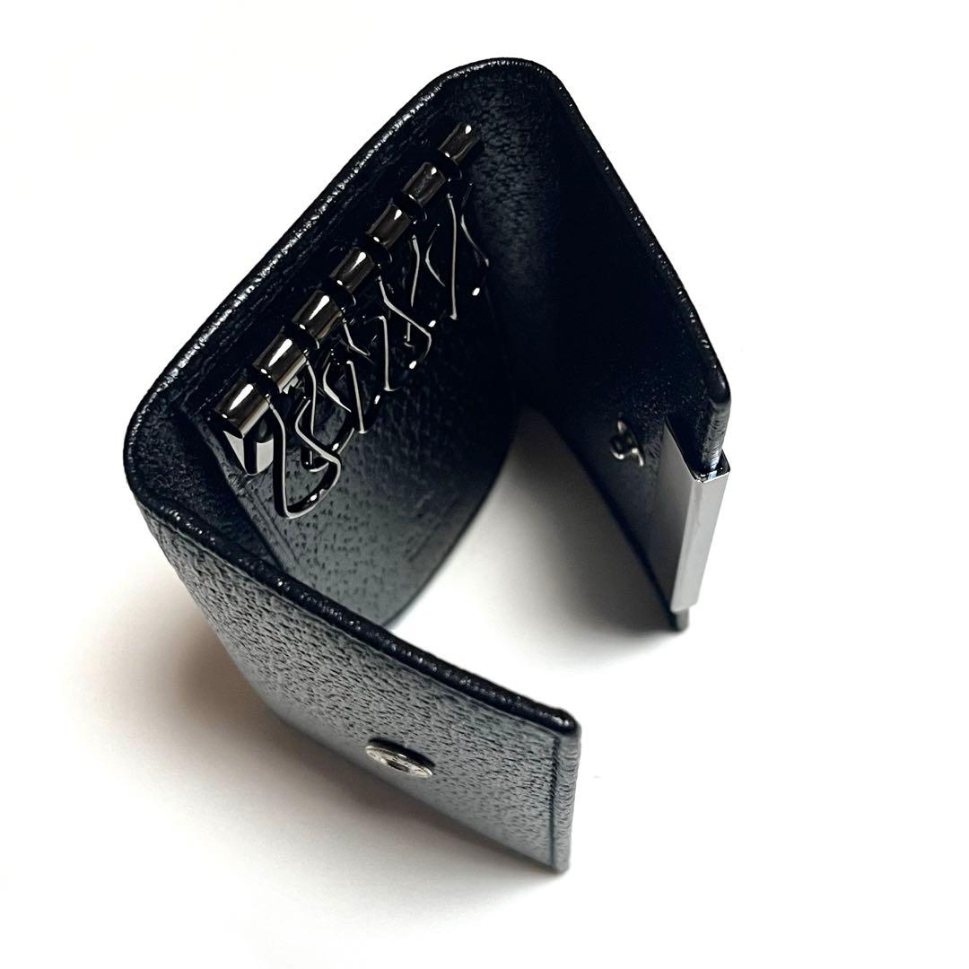 GUCCI キーケース レザー ブラック シルバープレート 6連フック 美品