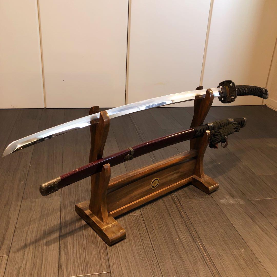 高級模造刀 日本軍拵え 居合刀 樋入刀身 合金刀身 朱拵え 重みあり