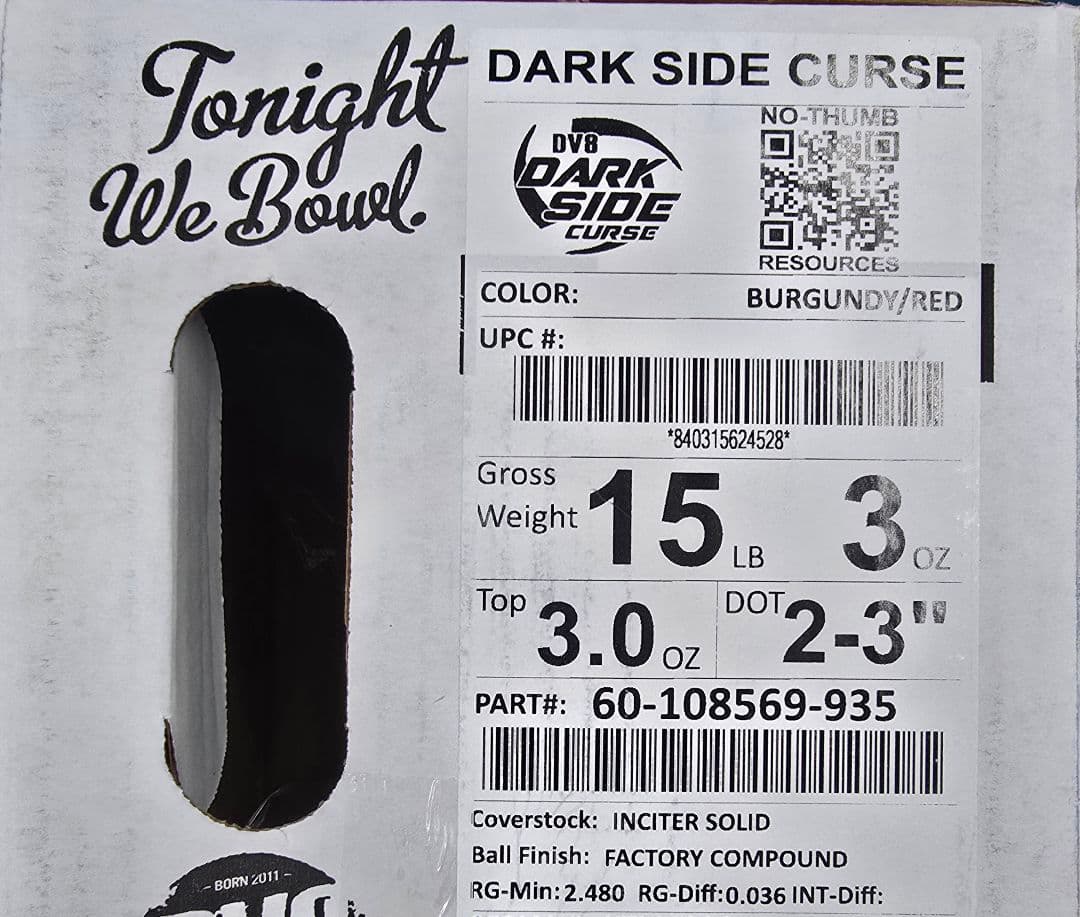 新品・最新作】❝ダークサイド カース❞ DV8 ボウリング 15ポンド