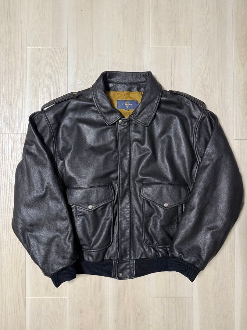 本革 レザージャケットA-2 vintage フライトジャケット ブラック 短丈