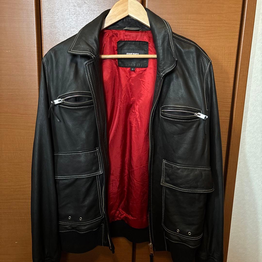 DIESEL シングルライダースジャケット ブラック - メルカリ