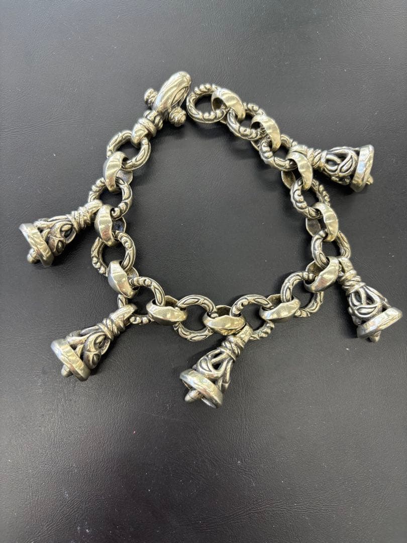 ゆーと シルバーブレスレット 5連ベル ステンレス重厚感たっぷりのチェーンベルトブレスレット シルバー