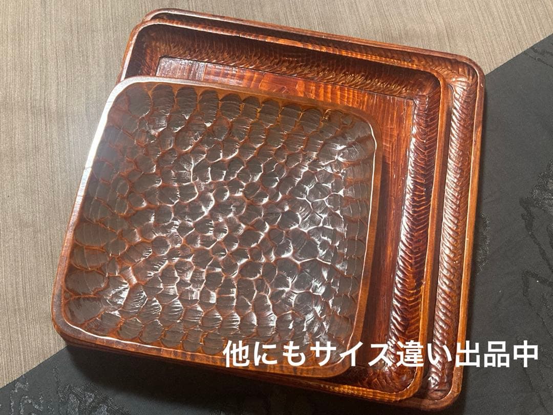 讃岐彫【3枚セット】お盆 香川漆器 四角盆 香川県伝統工芸 正方形 特大