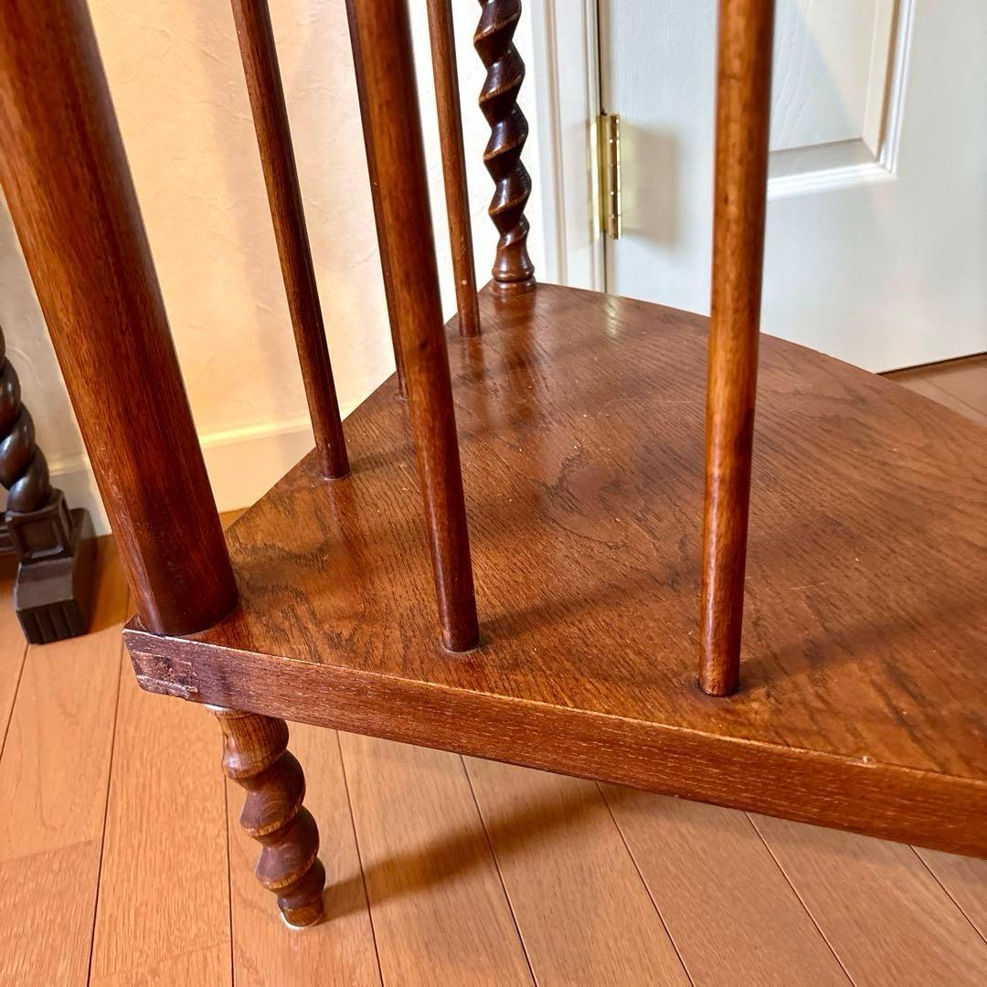 芋助様☆イギリス アンティーク コーナー シェルフ4段 オーク材 ツイストレッグ