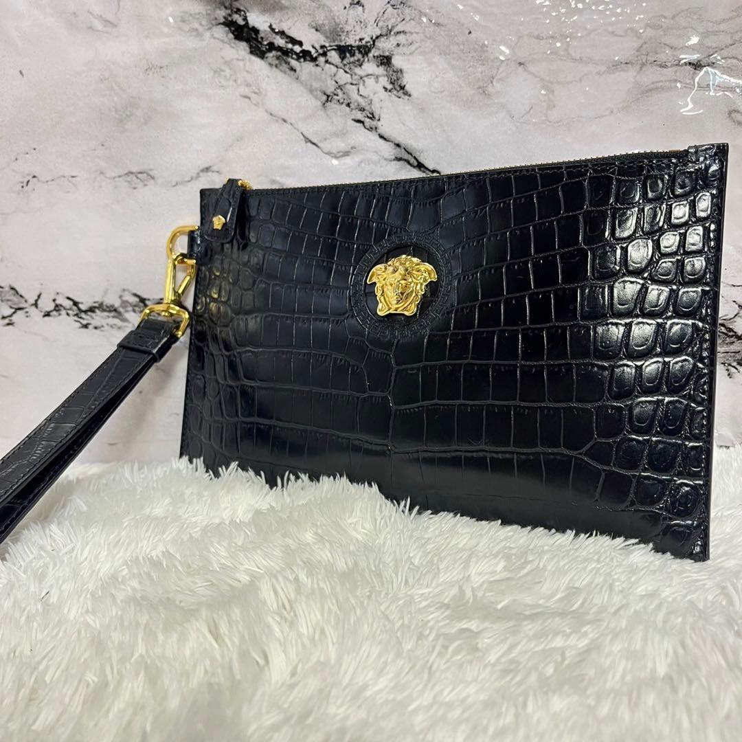 VERSACE クラッチバッグ クロコ型押し クラッチバッグ メデューサ