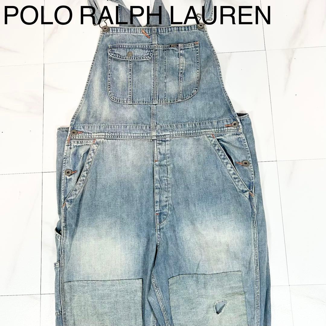 希少❗️POLO RALPH LAUREN オーバーオール リペア加工 デニム L