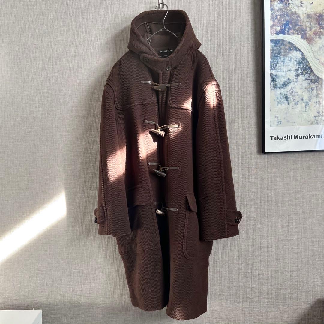 美品 グローバーオール キングストン ヘリンボーン ダッフルコート L ブラウン