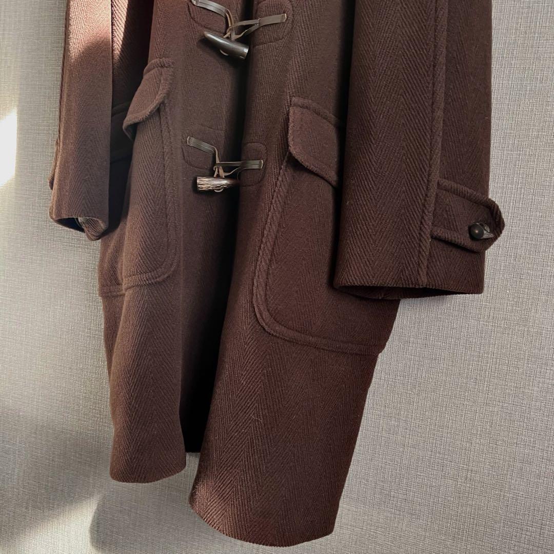 美品 グローバーオール キングストン ヘリンボーン ダッフルコート L ブラウン