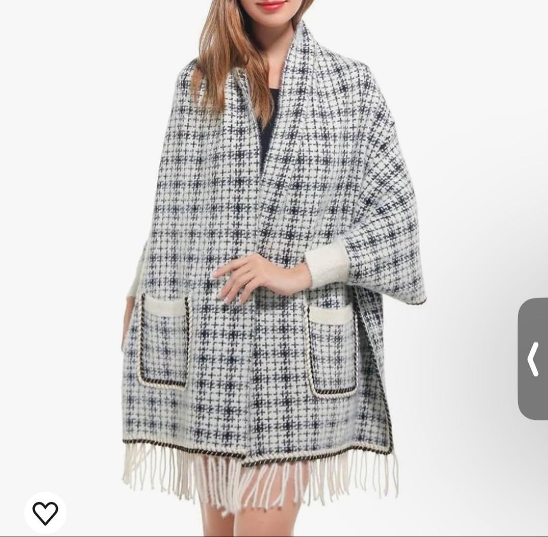 チェック柄 ストールコート ポンチョ - メルカリ