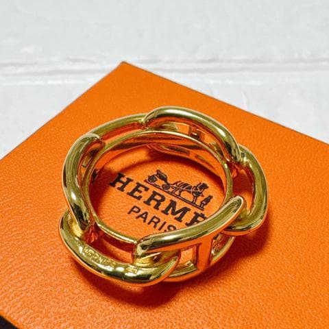 HERMES エルメス シェーヌダンクル スカーフリング レガート ゴールド