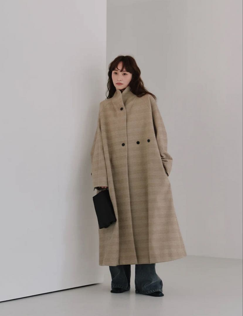 【Hella】tweed long coat ツイードロングコート ベージュ SALE20%OF ヘラ Hella 25秋冬 tweed long coat ツイードロングコート