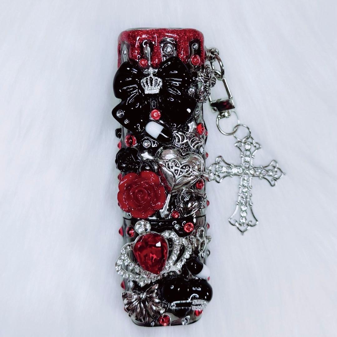 iQOSイルマワンケース デコケース 黒 赤 垂れ 地雷系 ゴスロリ パンク