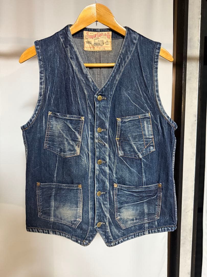 シュガーケーン　デニム　ベスト　ジレ　レイルウェイズ　40