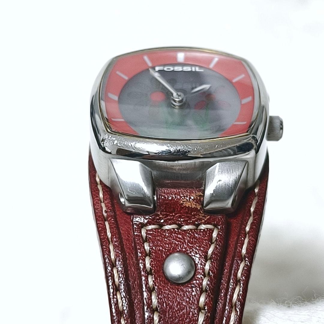 良品✨ FOSSIL BIG TIC フラワー 花 腕時計 レザー 稼働品 廃盤 - メルカリ