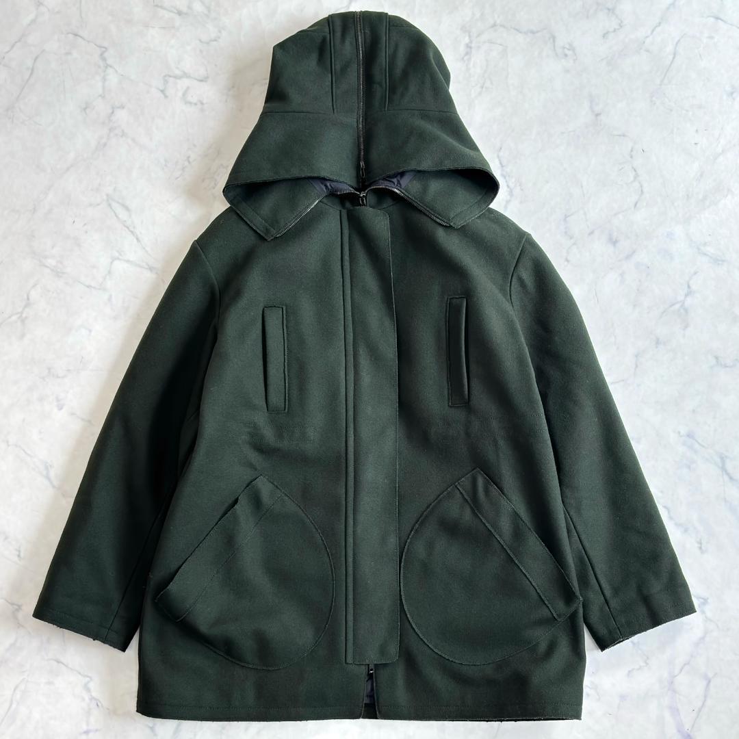 ミュウミュウ ウール フーデッドコート ライナー付 深緑 サイズ38 tr4 ミュウミュウ ウール フーデッドコート ライナー付 深緑 サイズ38 tr4