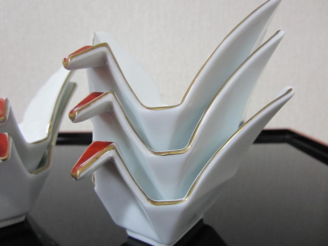 迎春◆お正月の器◆伝統工芸 有田焼◆料亭の器◆白磁製 鶴５客◆ 小鉢、小付、向付