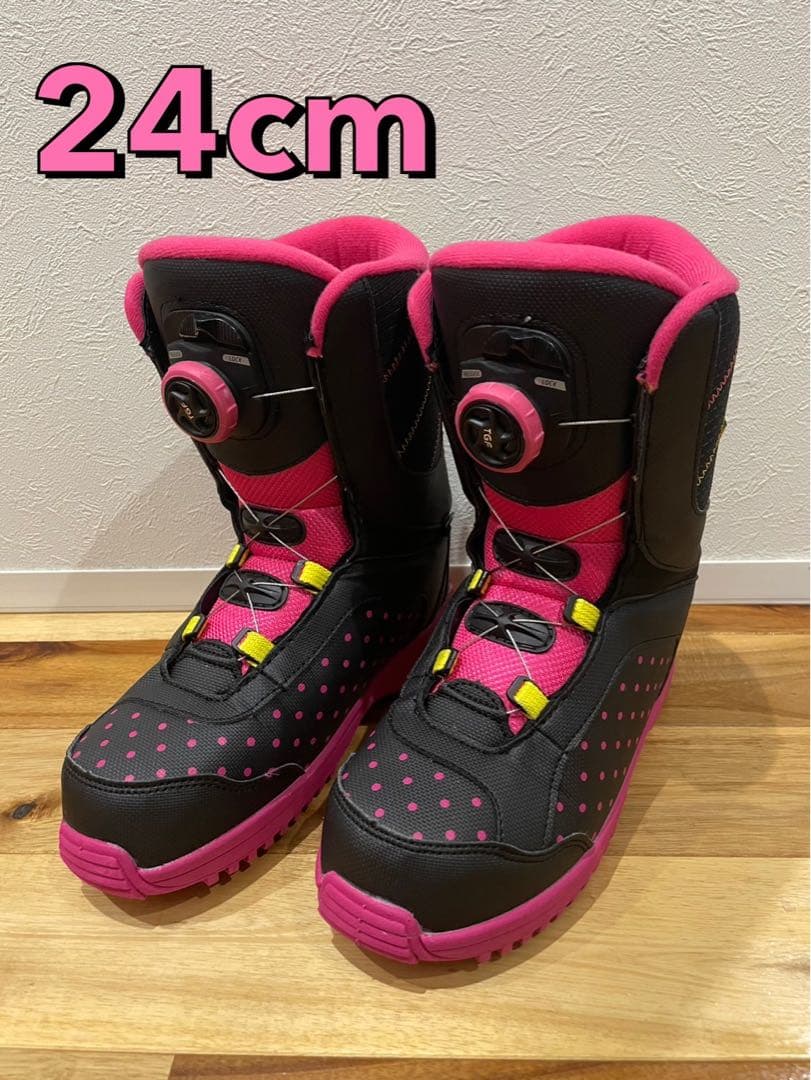［美品］スノーボードボアブーツ ブラック＆ピンク/24cm LASTARTS（ラスターツ） スノーボード ブーツ BOA メンズ レディース