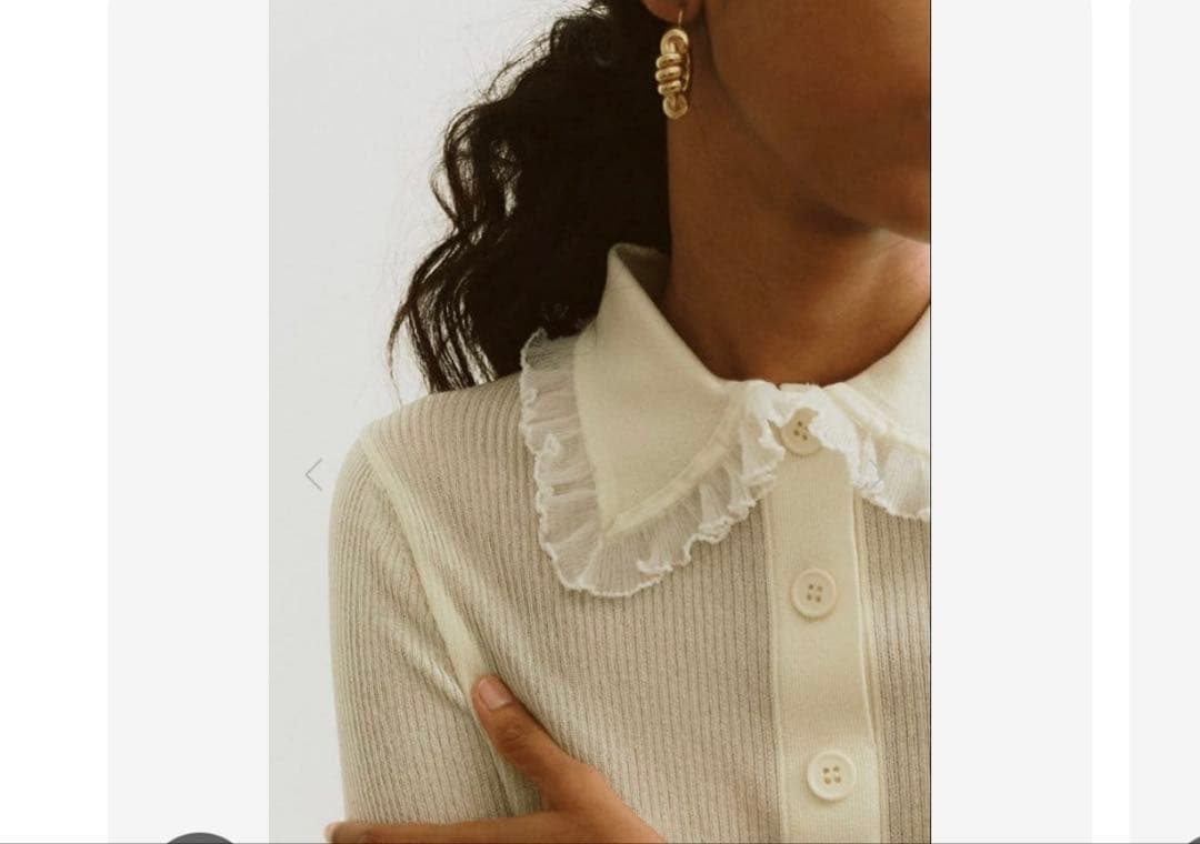 マチャット machattフリル付き襟アイボリーセーターフリルカラー
