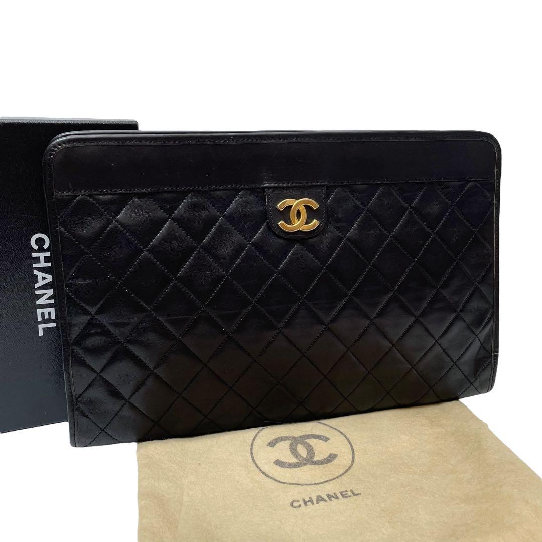 シャネル マトラッセ ラムスキン セカンド クラッチ バッグ ココマーク 黒. CHANEL（シャネル） マトラッセ ココマーク セカンドバッグ クラッチ