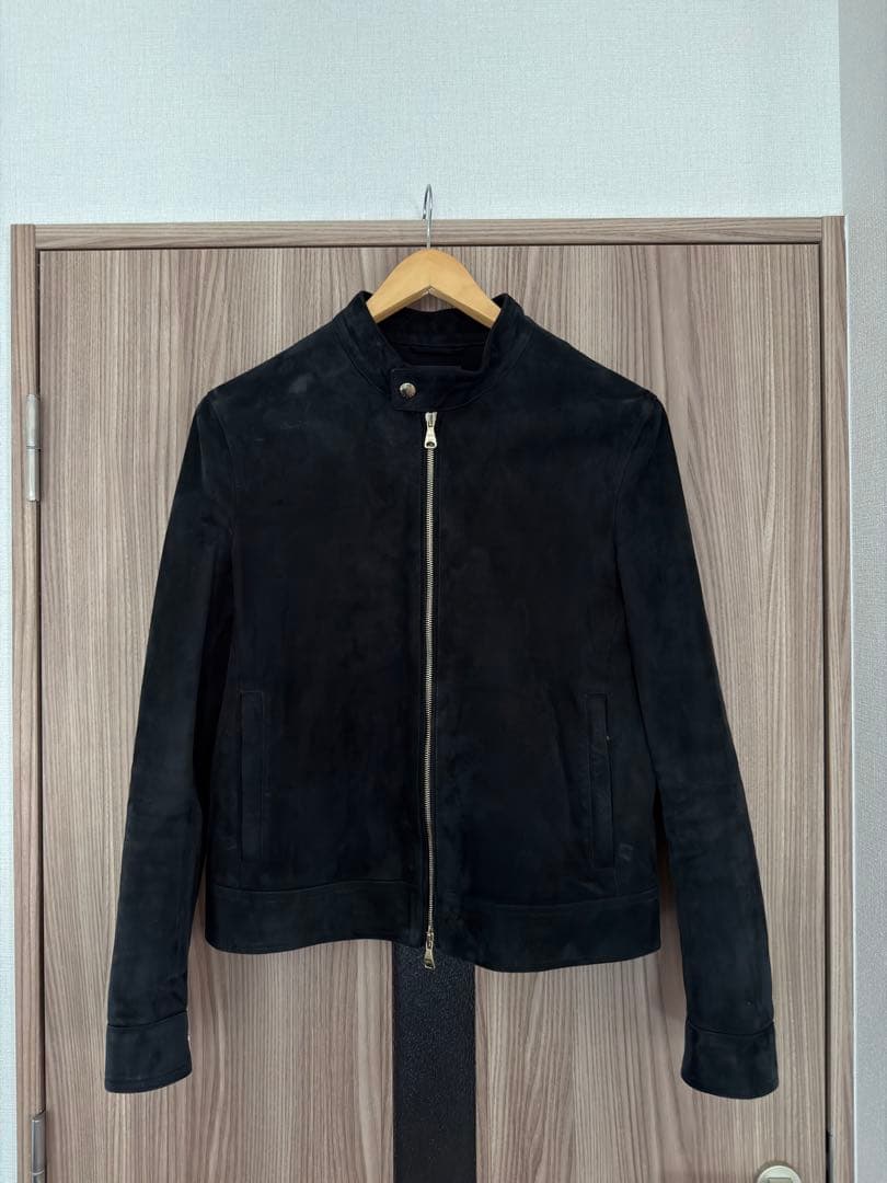 EMMETTI ブラック スエード シングルライダース EMMETI × 干場義雅 エンメティ H UOMO CAMO アッカ ゴートスキン