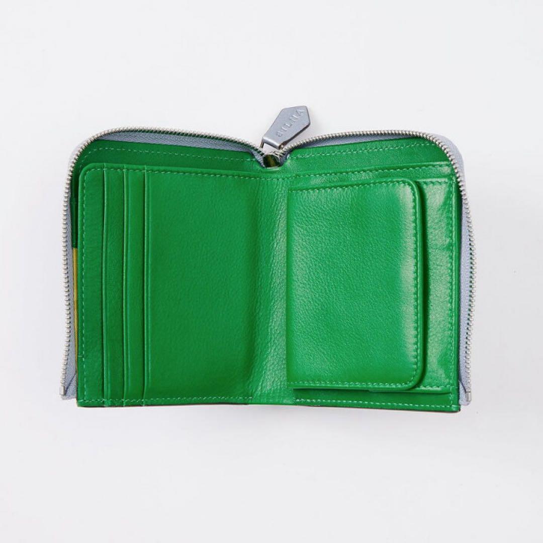 はな様専用 SILNA メタリックシルバー 二つ折り財布 牛革 ミニサイフ