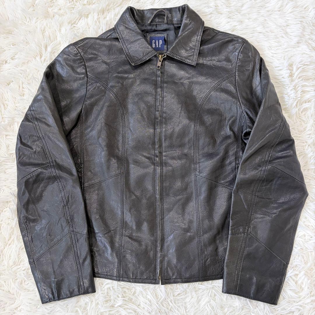 OLD GAP シングル レザージャケット ヴィンテージ 襟付き ブラック S 90s GAP レザー ジャケット | ブラック - 札幌 ビンテージ 古着屋