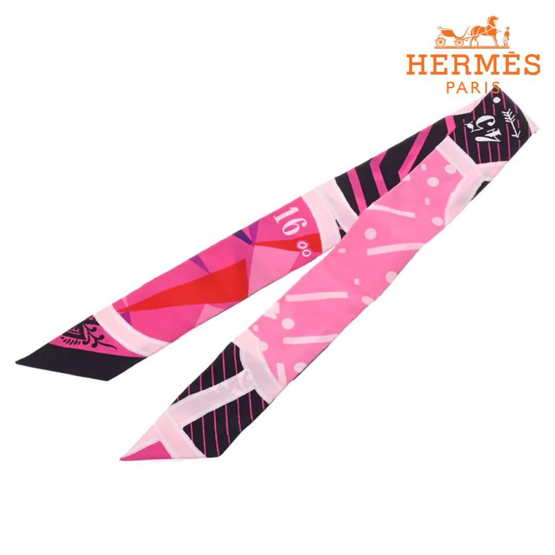 【未使用品】エルメス　ツイリー　シルクゲーム　ピンク HERMES（エルメス） （新品・未使用品）エルメス ツイリー シルク