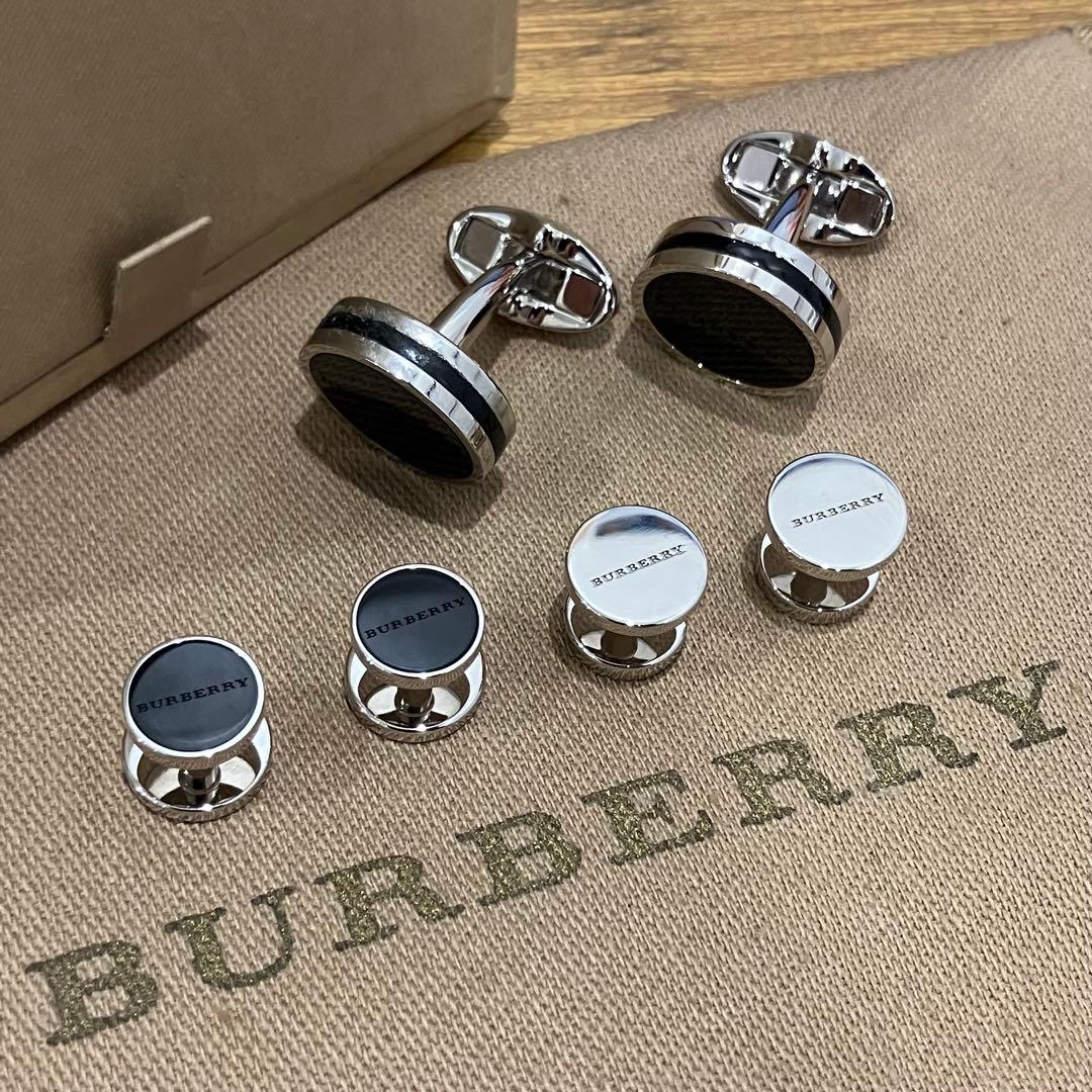 BURBERRY カフスセット シルバー/ブラック 箱保存袋つき 楽天市場】バーバリー カフスの通販